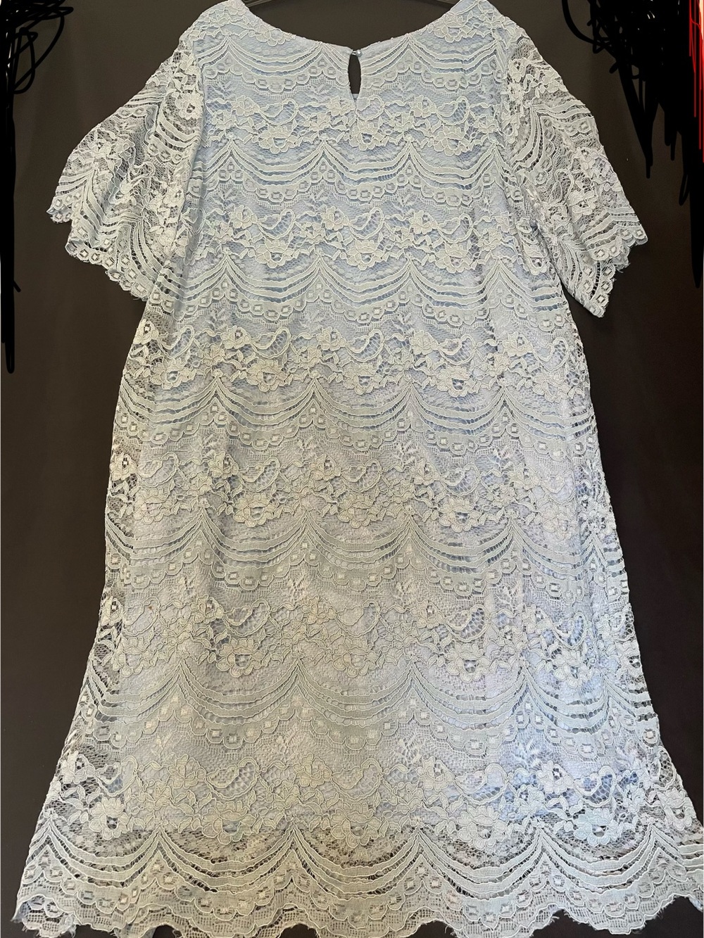 Cato Light Blue Lace Midi Dress with Flutter Sleeves